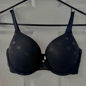 Black mesh polka dot Victoria’s Secret push-up bra